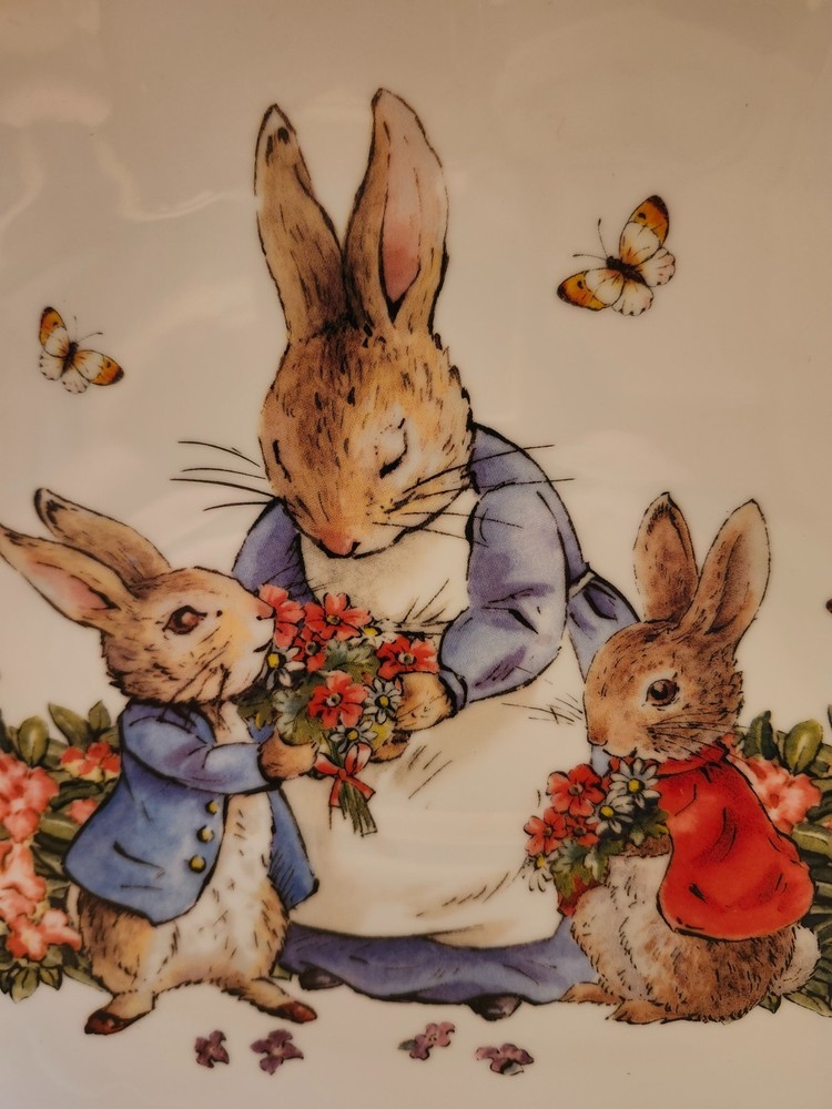 ZRIKE PETER RABBIT BEATRIX POTTER SERVING PLATTER CERAMIC EASTER SCALLOPED EDGE