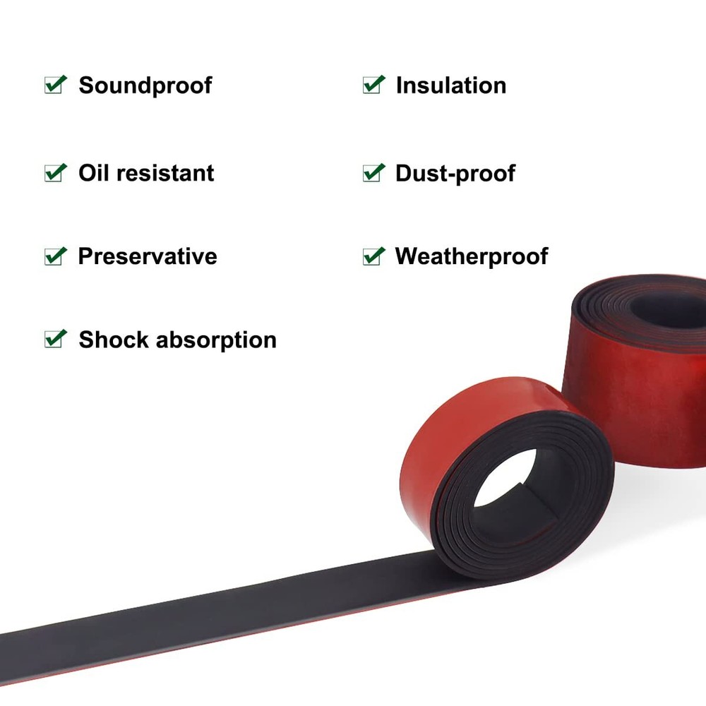 Neoprene Rubber Strips Self Adhesive Solid Rubber Sheets 1" W x 1/8" T x 10' ...
