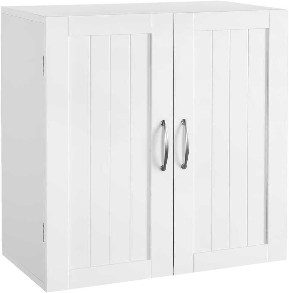 Yaheetech Bathroom Wall Cabinet, Kitchen Storage Cupboard Cabinet with 2 Doors