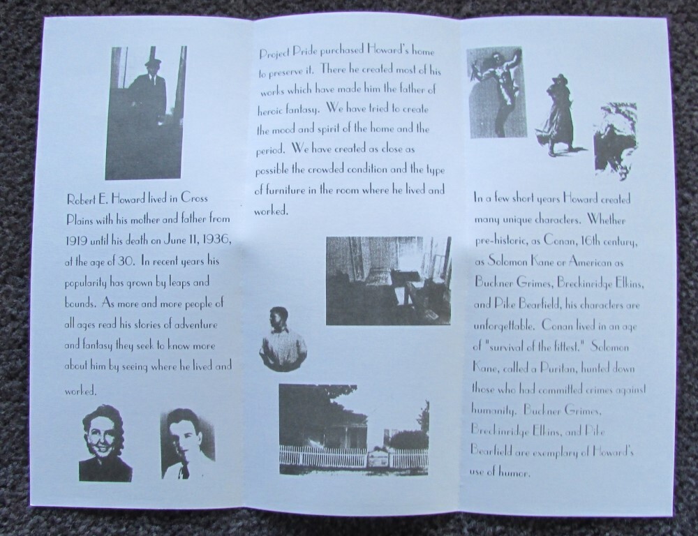 ROBERT E HOWARD MUSEUM BROCHURE MAN BEHIND THE MYTH