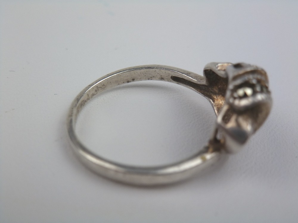Sterling Sliver 9.25 Rhinestone Ring Size 6 Mexico
