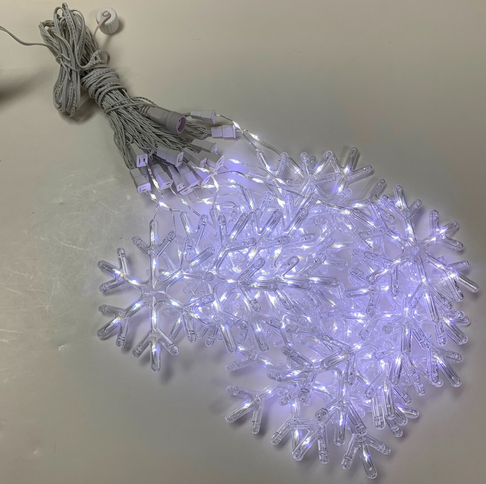 o'o'o . 80 Sparkling LED SNOW FLAKES . Christmas String Lights . Multiple Modes