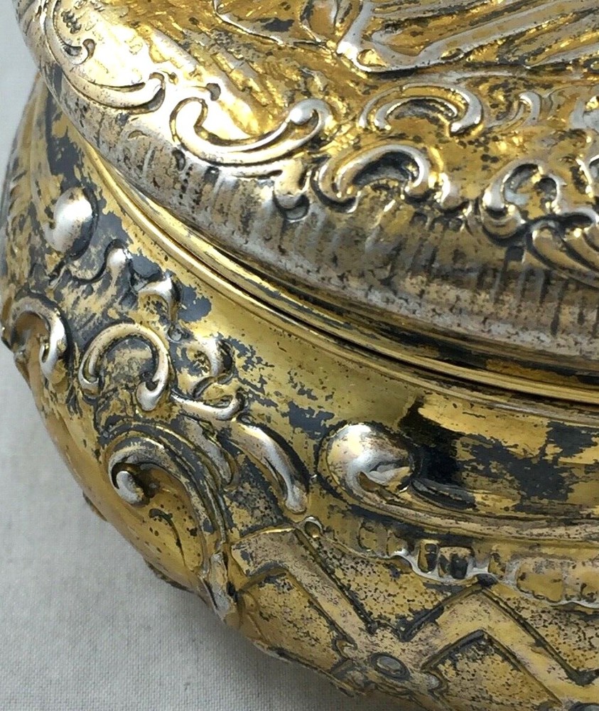 Figural Sheffield England 1899/Hanau w/Import Marks Hinged Box-4 3/4" diameter