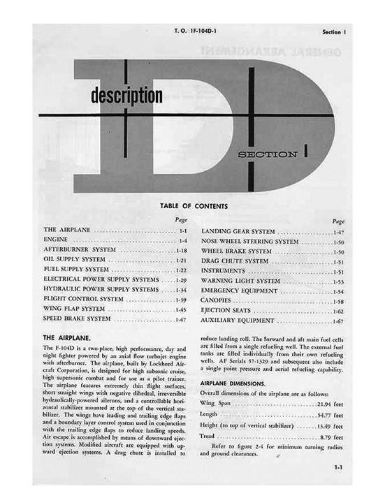 LOCKHEED F-104 Starfighter Pilot's FLIGHT OPERATING INSTRUCTIONS