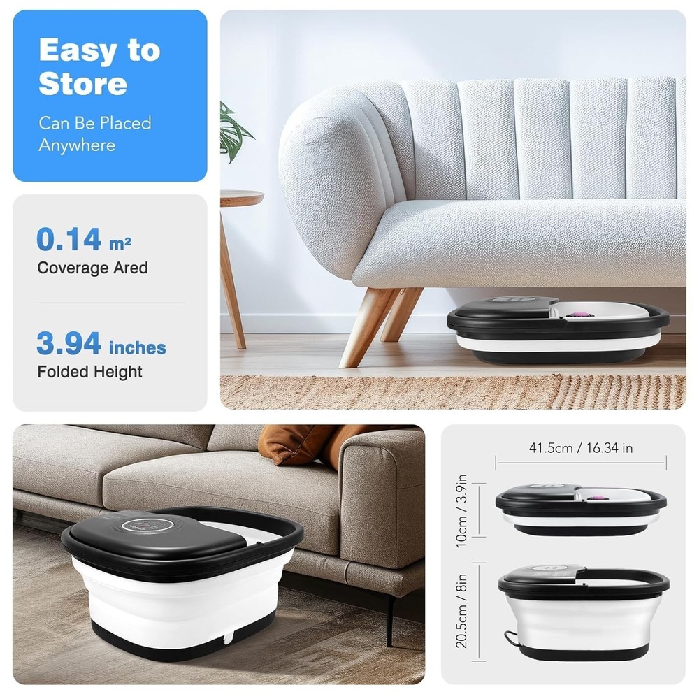 Collapsible Foot Spa Bath with Heat Remote Control Temperature Control Bubbles