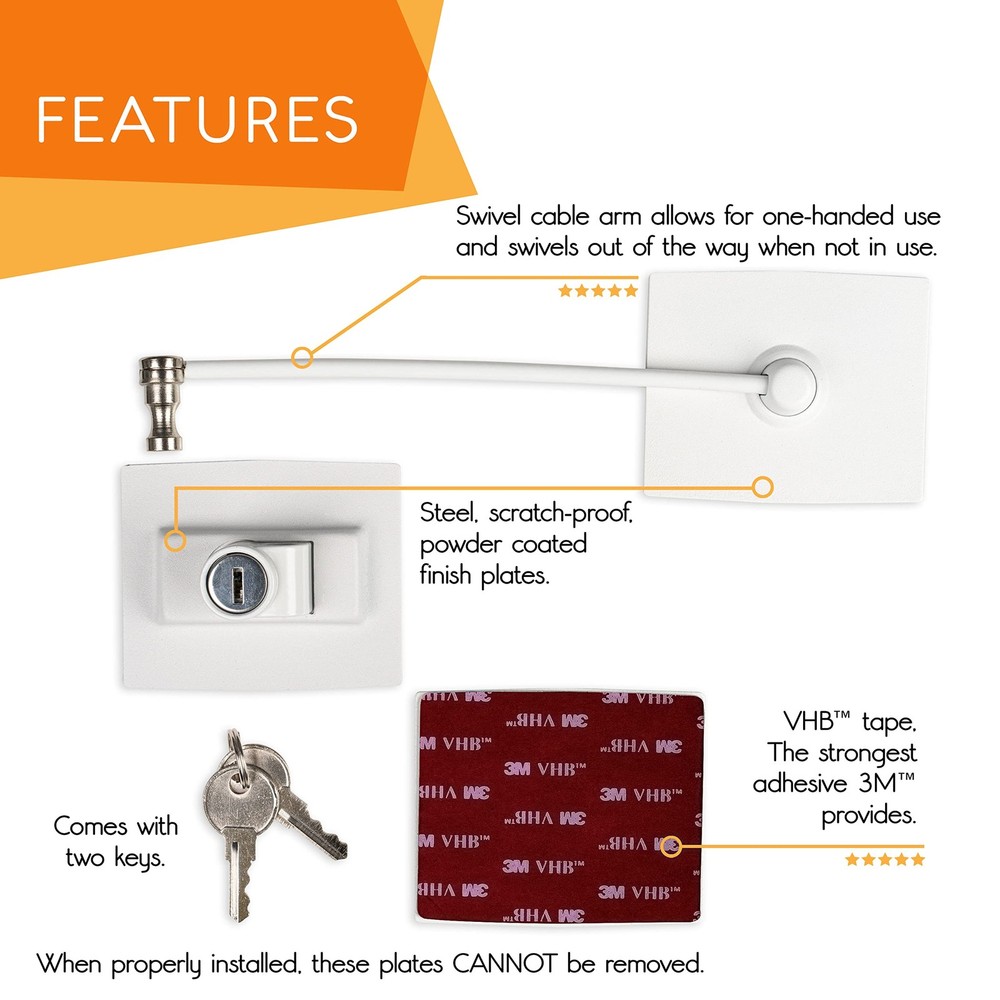 2-Pack Premium Refrigerator Lock with Built-in Keyed Lock (2-Pack White)