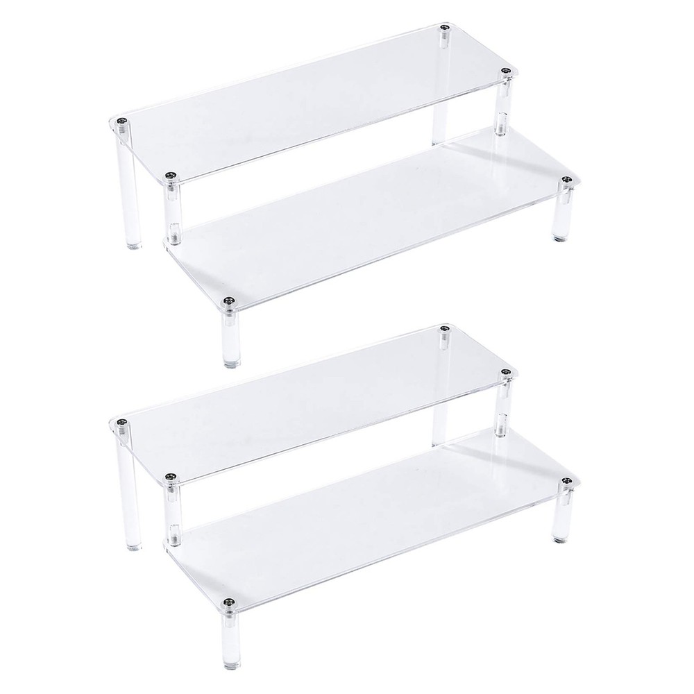 BYCY 2 Pack 2-Tier Clear Acrylic Display Stand 2 Tier - 2 Pack,
