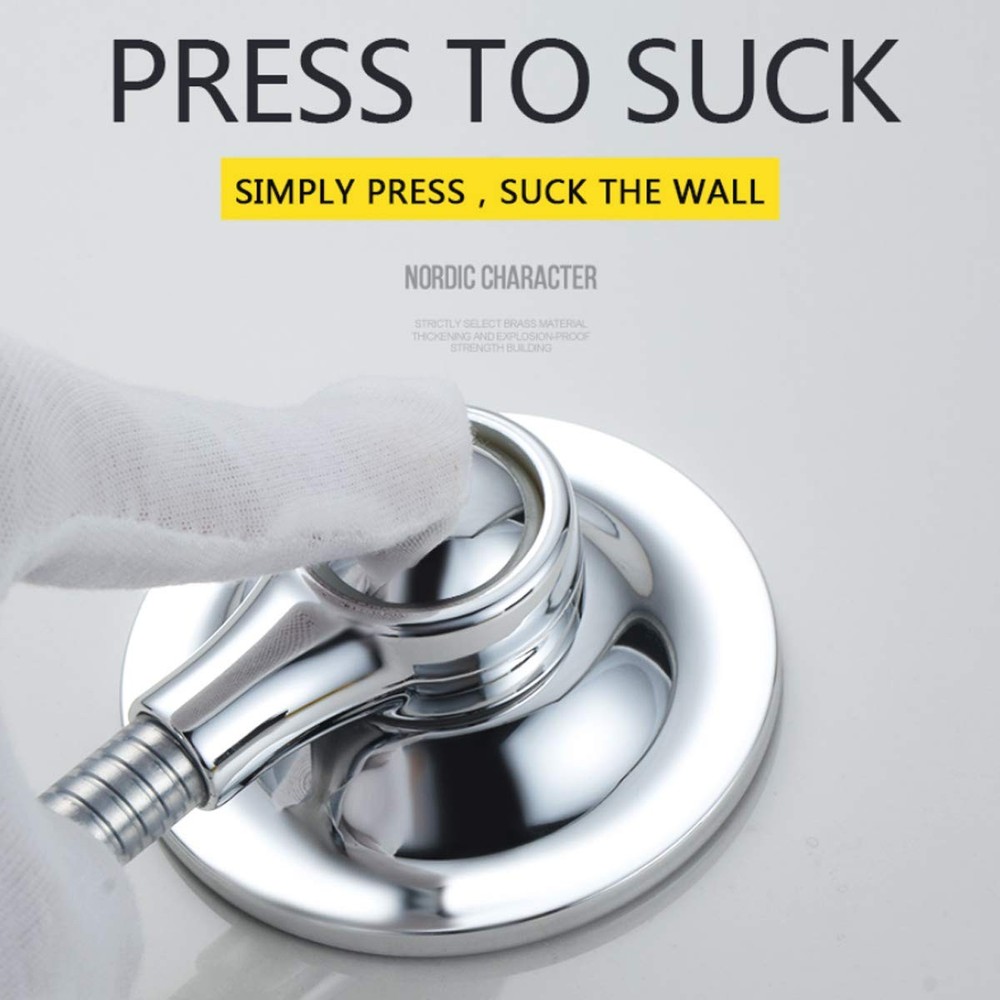 Bafeel Shower Head Holder Suction Cup Handheld Bracket Chrome Silver