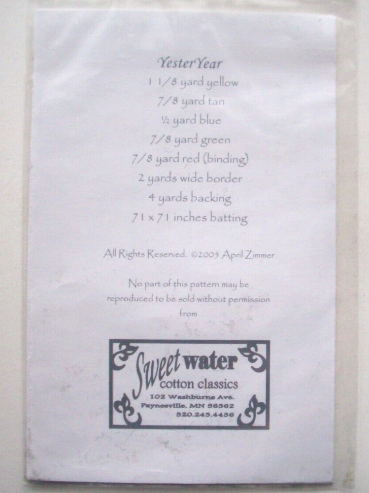 Yesterday pieced block quilt pattern *A