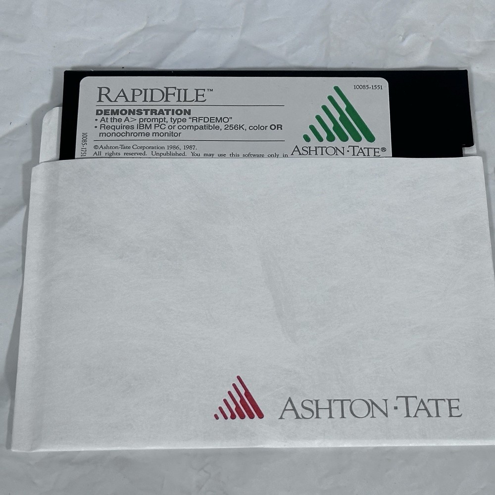 New? Ashton Tate RapidFile Database Version 1.0 IBM PC 3.5 5.25 Media Software