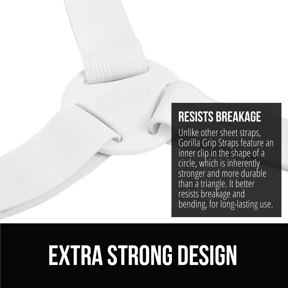 GORILLA GRIP Patent Pending Bed Sheet Holders, Adjustable Elastic Fasteners
