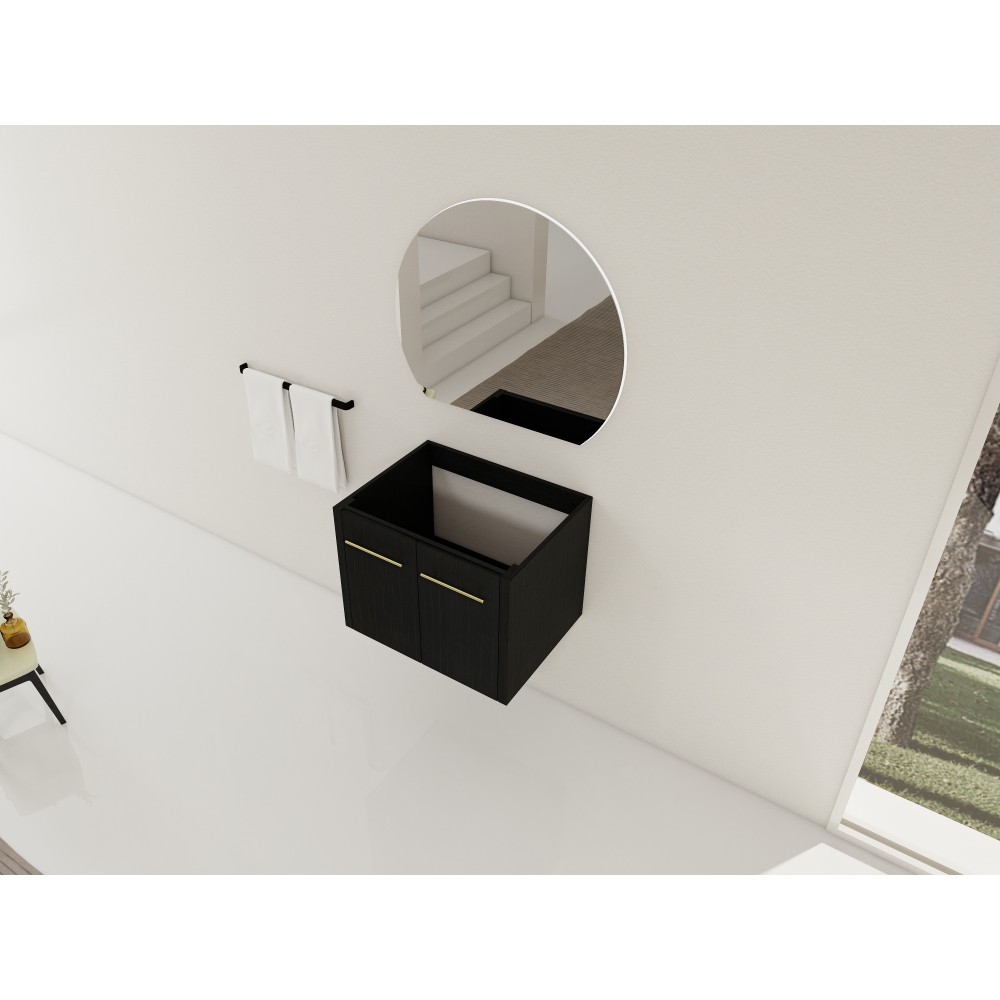 Wall-mounted bathroom cabinet without sink Features double doors with handles