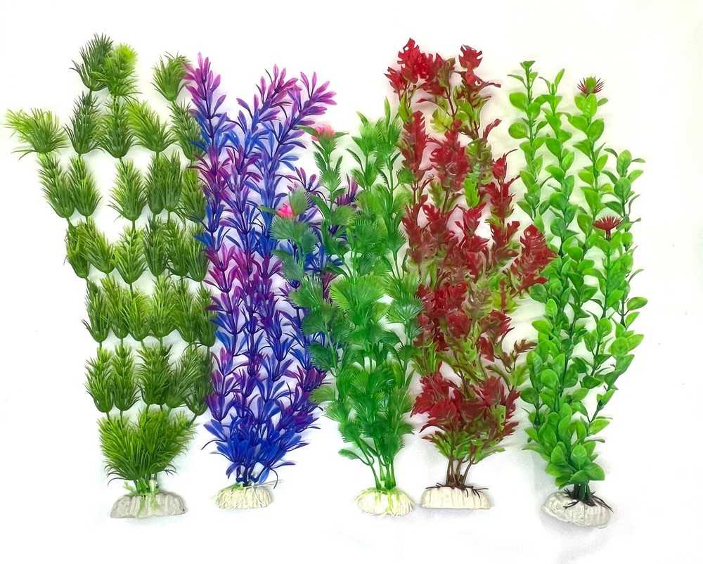 24 Pack Aquarium Artificial Plants - Various Sizes