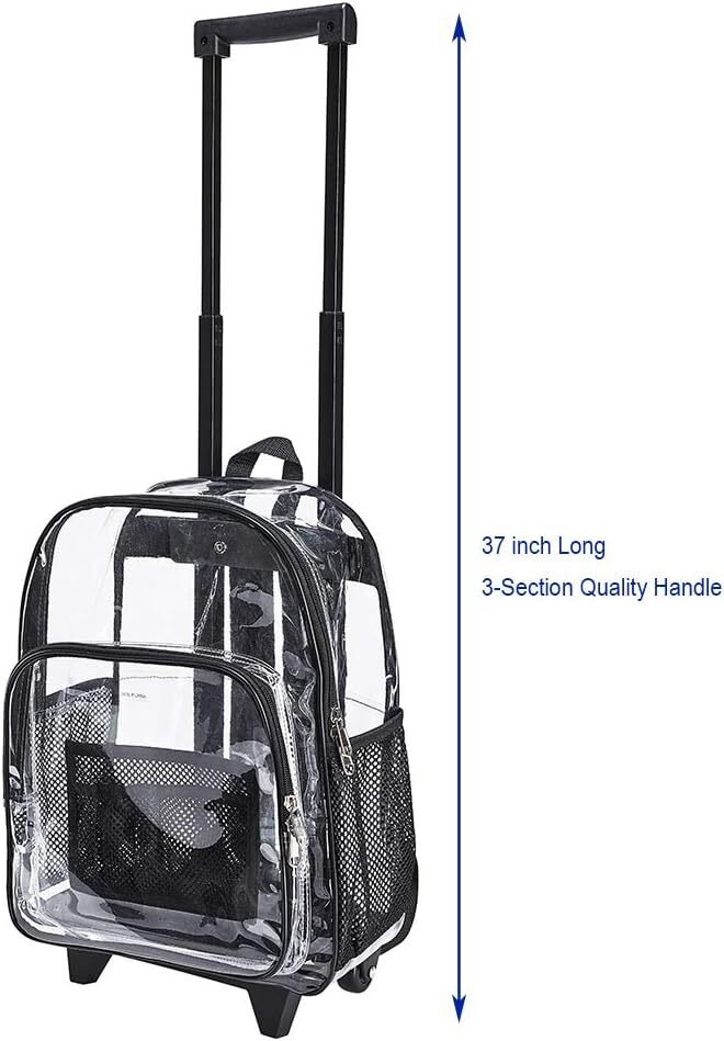 Rolling Clear Backpack, Heavy Duty Cold-Resistant Security Transparent PVC...