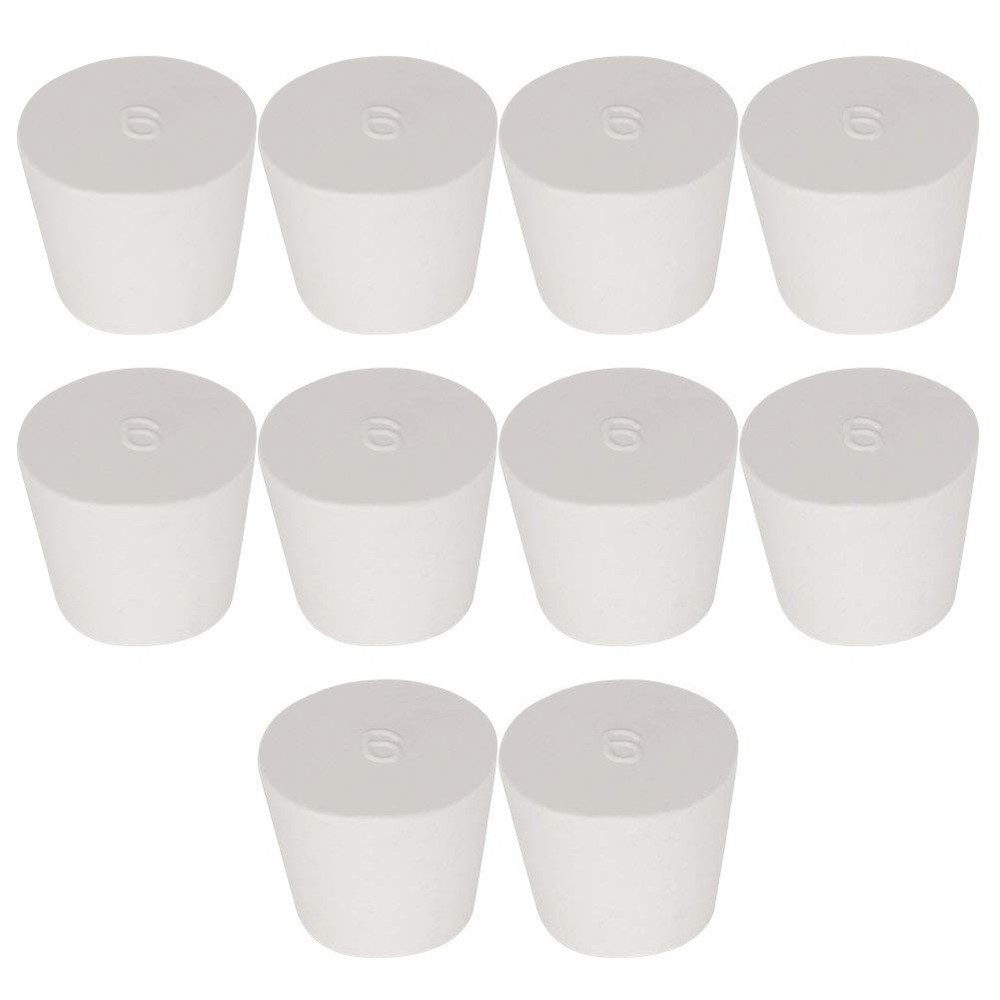 Labasics 10PK 6# Solid Rubber Stoppers - Size: 1.02" Bottle, 1.26" Top, 1.10"...