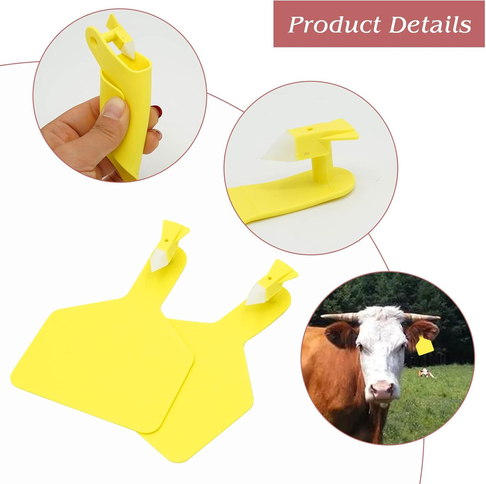 100Pcs One-Piece Cattle Ear Tags Blank Plastic Livestock Identification Tags Lar