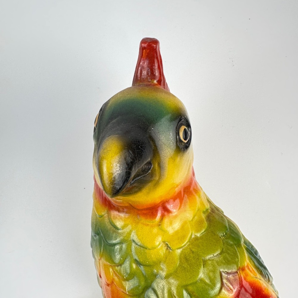 Mid-Century Chalkware Parrot Bird Wall Hanging