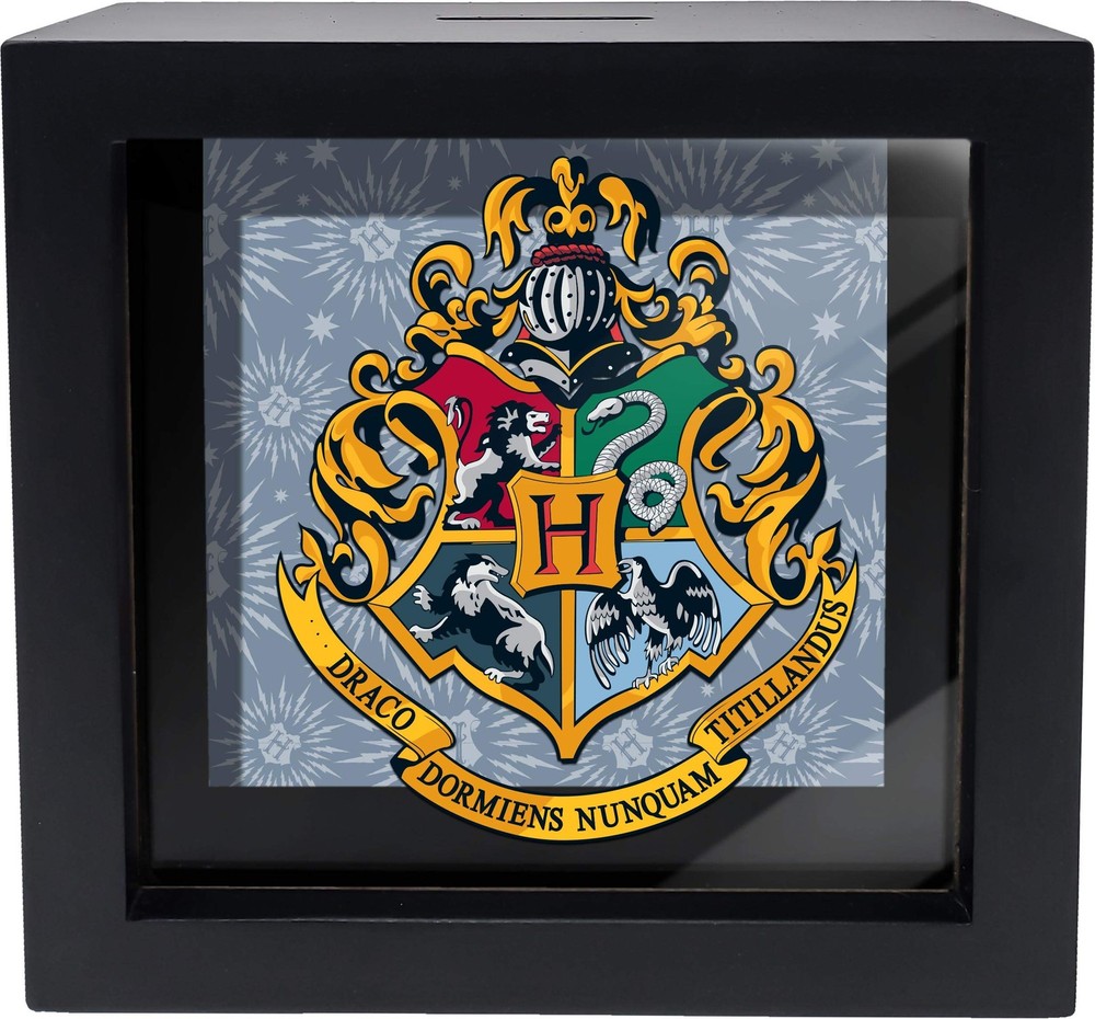 Spoontiques Hogwarts Crest Shadowbox Bank, Black