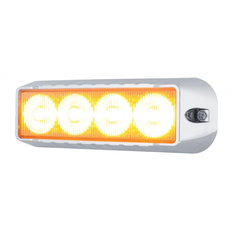 High Power LED Warning Light, 12 Flash Pattern, Light Synchronization - Amber