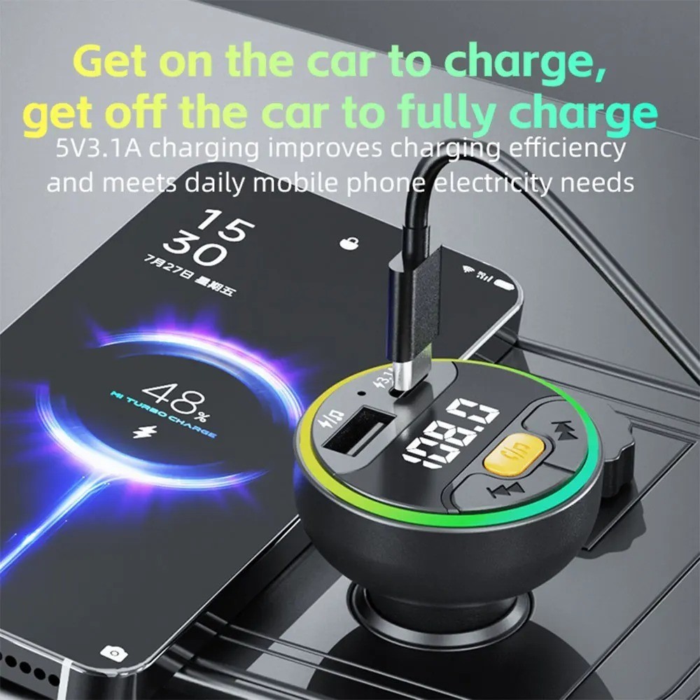 FM Bluetooth 5.3 Transmitter For Vehicle With USB Charging