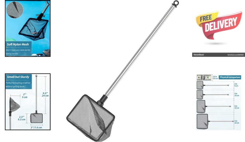 Lightweight Fish Transfer Net with Adjustable Handle - Ideal for Betta & Shrimp