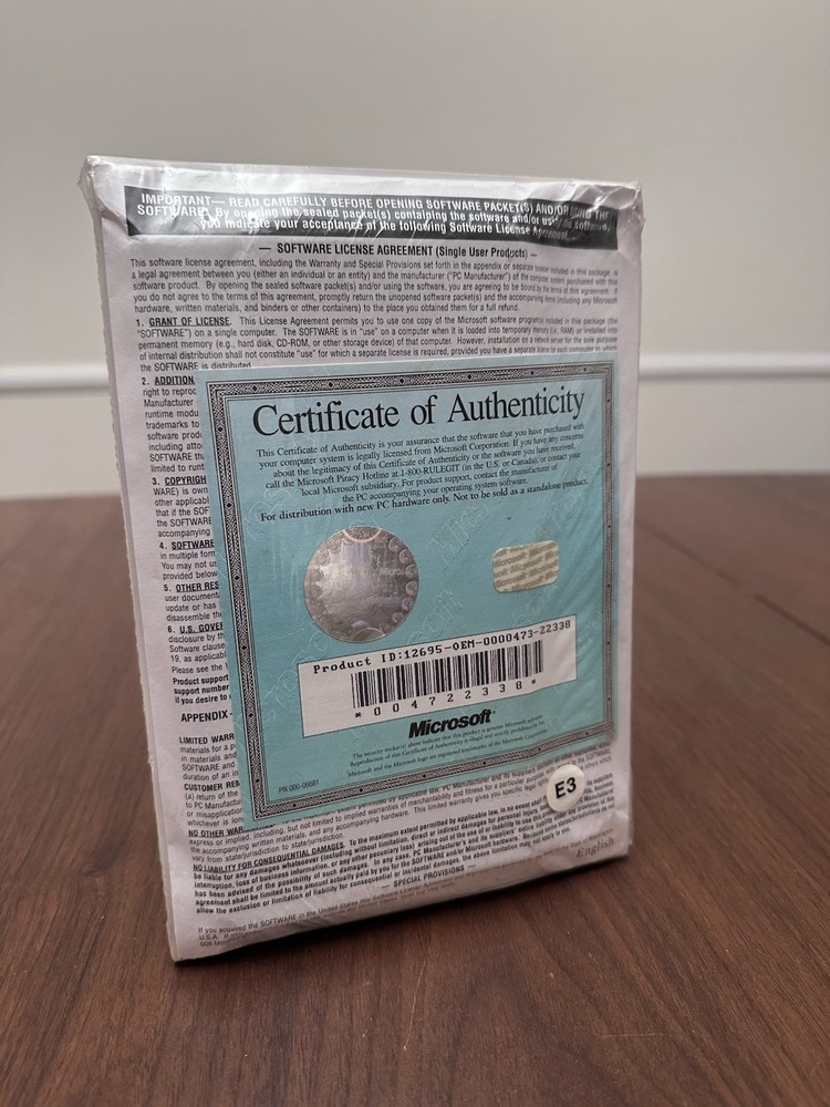 SEALED New Microsoft Windows for Workgroups Version 3.11 3.5” Floppy Disks