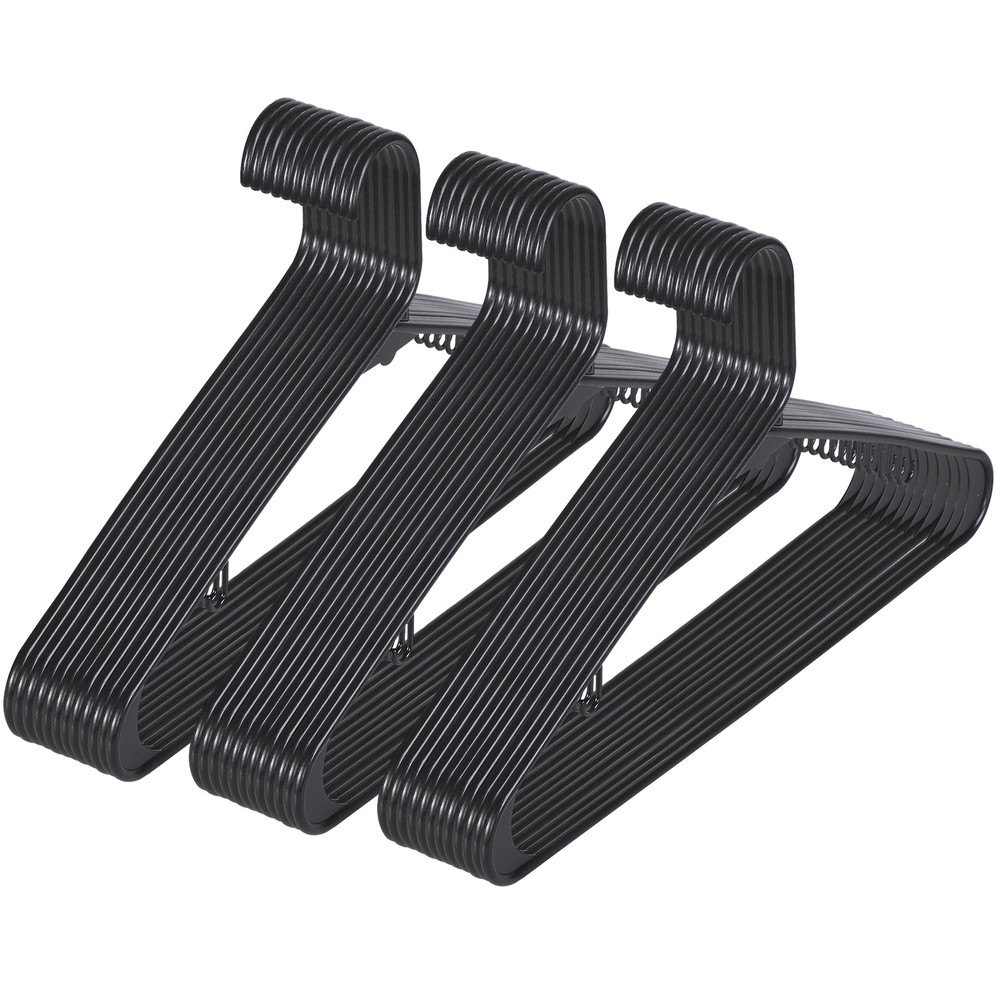 Plastic Clothes Hangers 100 PCS Durable Coat Hangers with 2 Hooks Black