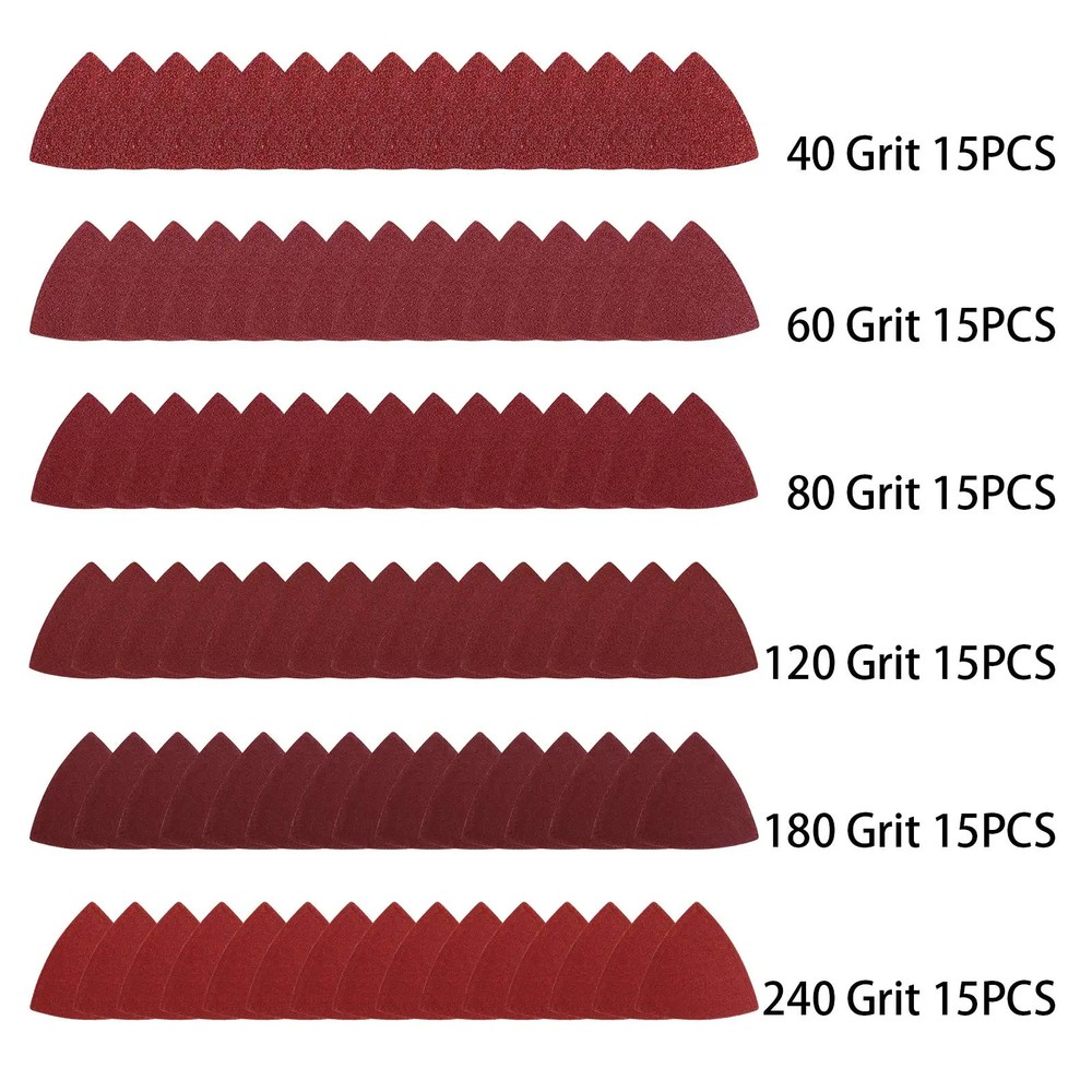 90pcs 80*80MM Triangular Hook and Loop Sandpaper 3-1/8 Inch Multi Tool Hook & Lo