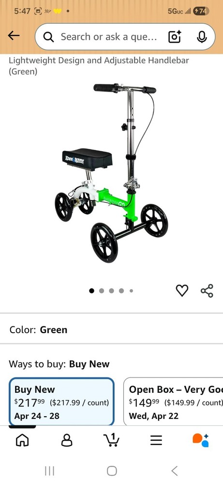 Knee Rover Go Hybrid Compact Knee Scooter EUC