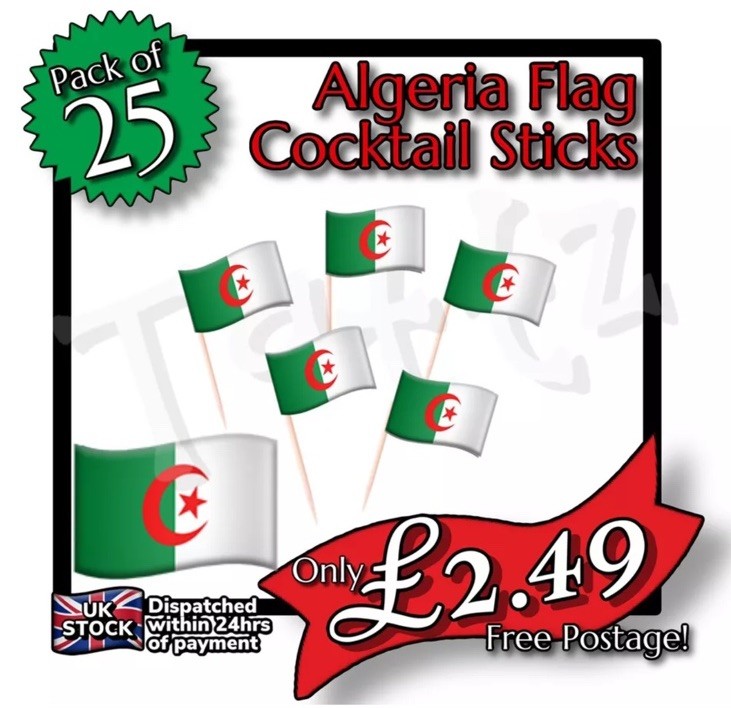 25x Algeria Flag Cocktail Sticks