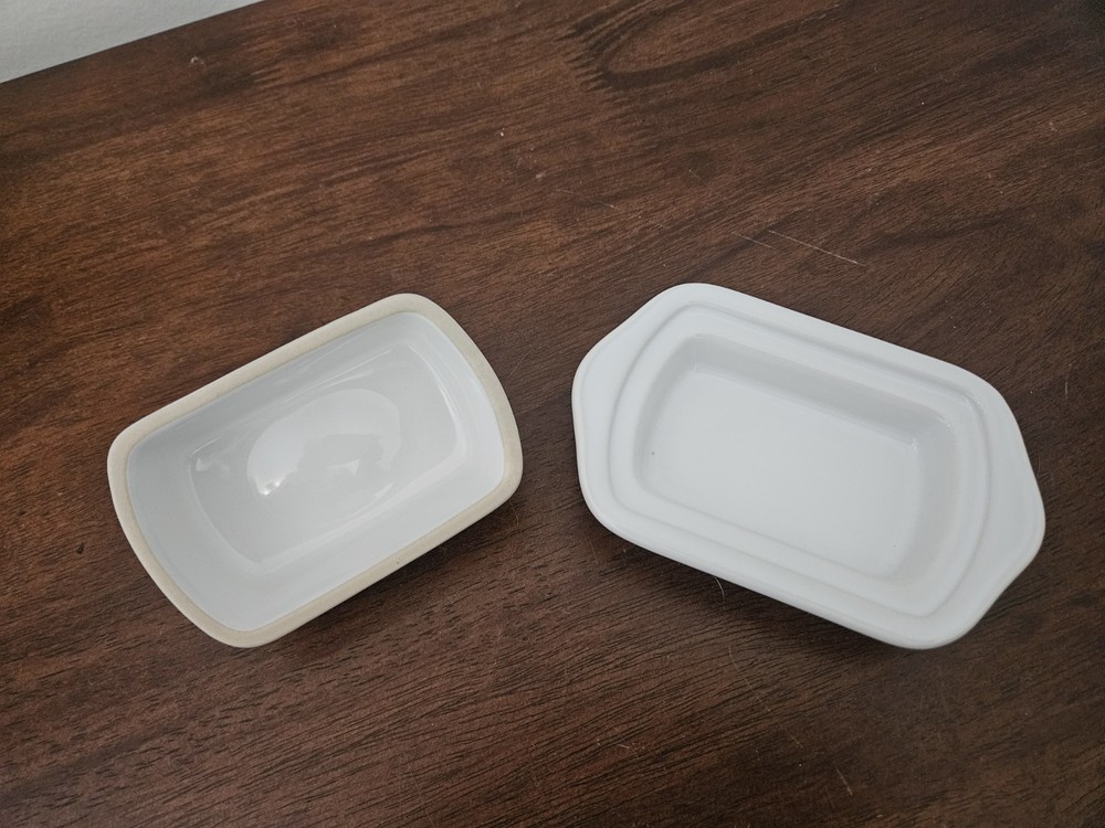 Chantal Mini Ceramic Butter Dish, Half Stick 5" White - EUC