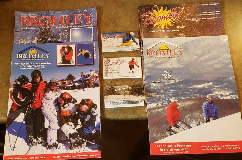 7- BROMLEY, VT SKI AREA TRAIL MAPS ALL DIFF. YRS  BROCHURES & TRAIL MAPS.  SEE