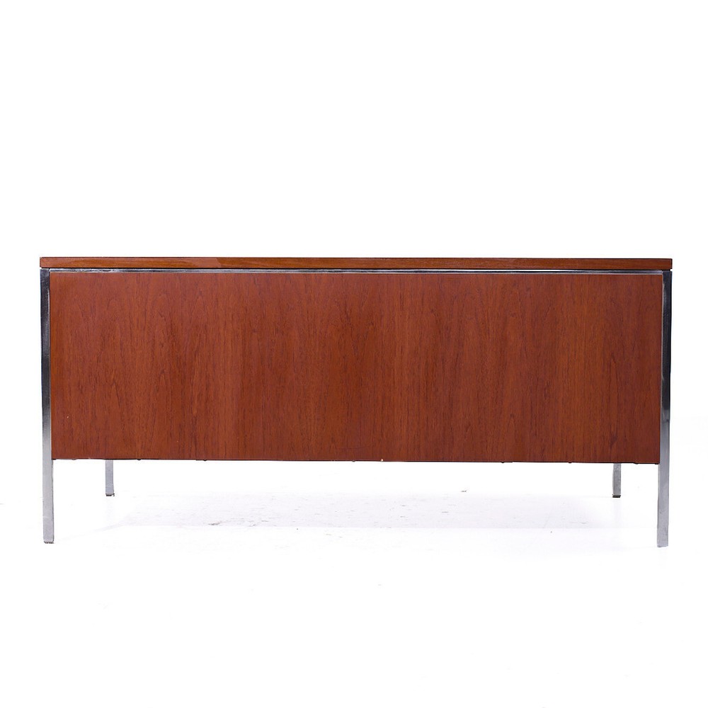 Mid Century Walnut and Chrome Executive Desk