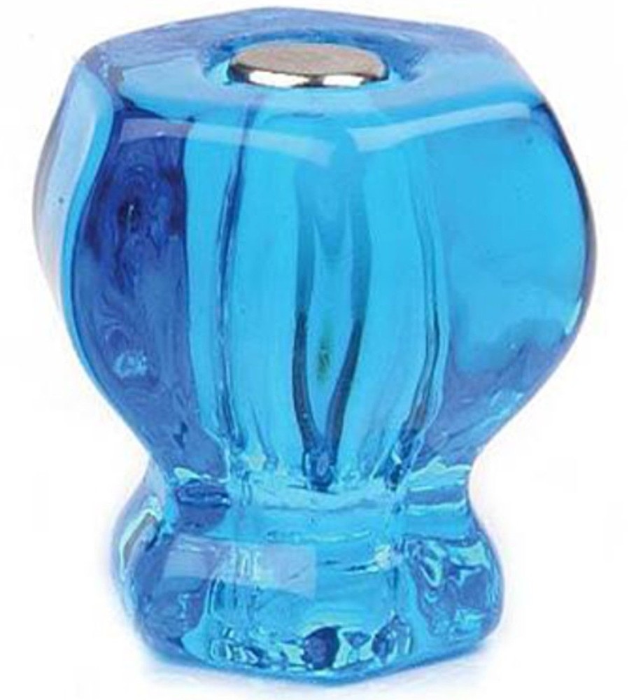 2 Vintage Style Depression Glass Cabinet Knobs Pull Victorian Turquoise Blue