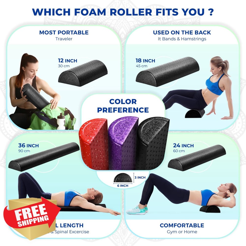 Yes4All EPP Foam Roller Half Round 12-36 inch