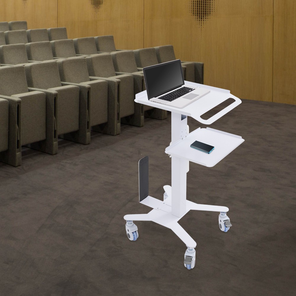 Rolling PC Cart Mobile Computer Workstation Stand Adjustable Desk For HomeOffice