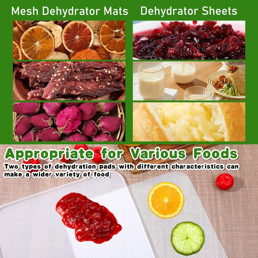 4 PCS Dehydrator Trays, 4 PCS Mesh Silicone Dehydrator Sheets Reusable Dehydr...