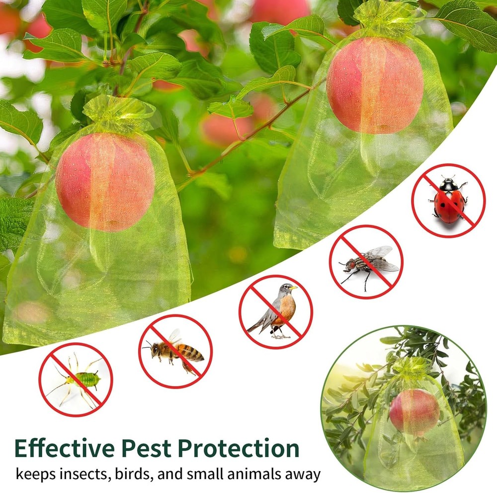 Fruit Protection Bags Mesh Drawstring Garden Tree Cover