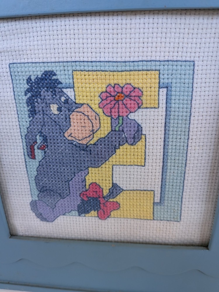 Eeyore Complete Needlepoint Cross Stitch Framed Wall Decor Size 8" X 8"