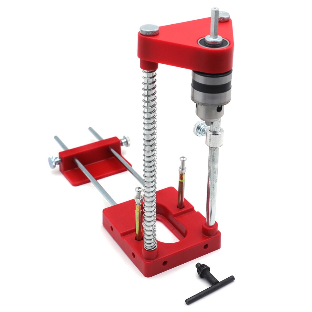 Red Woodworking Punch Locator Drill Guide Adjustable Hole Drilling Template Tool