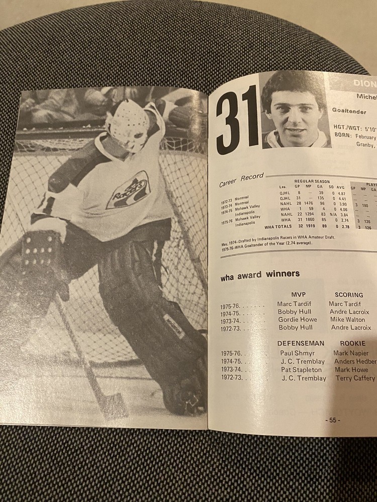 Michel Dion Autographed WHA Racers Guide