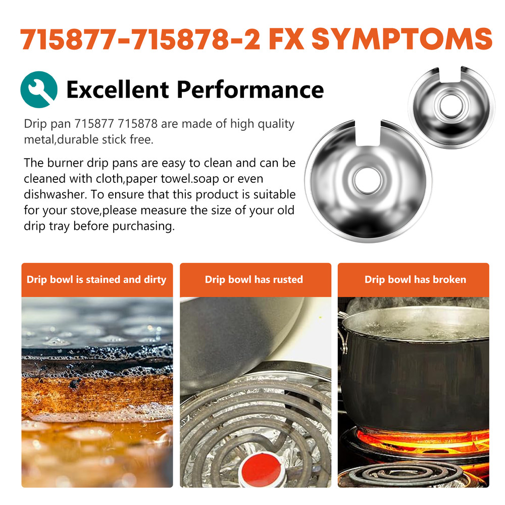 715877 715878 4 Piece Electric Range Chrome Drip Pan