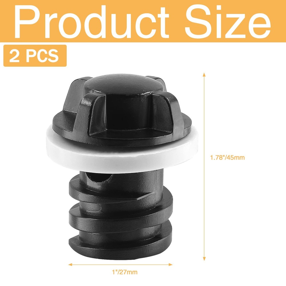 Rierdge 2 Pcs Lit Cooler Drain Plug Replacement, Leak-Proof Black