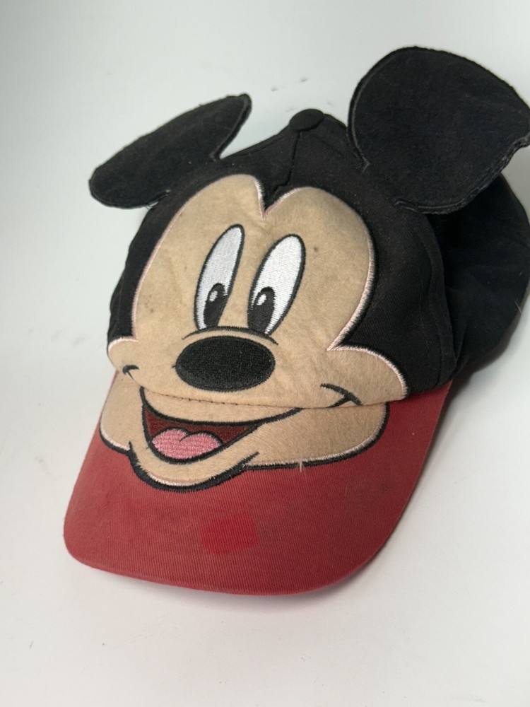 Disney Mickey Mouse Kids One Size Black Beige Adjustable Strapback Hat/Cap