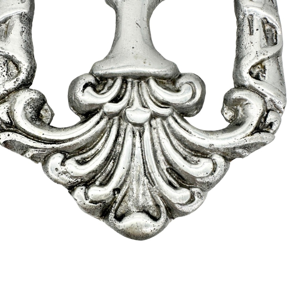 Set of 2 Ornate Trivets 10.5 x 5 Silver Scrollwork