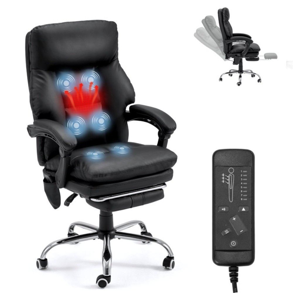 Office Chair with 6 Vibration Massage Points, Height & Angle Adjustable