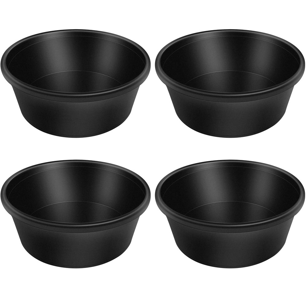 4pcs Rubber Feeder Pan - 4 Quart Durable Feed Pan, Resistant Black