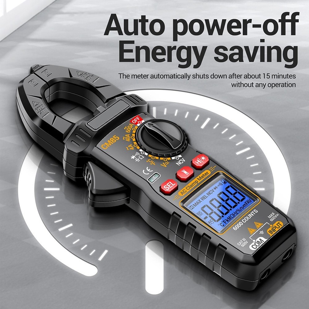 CM85 Clamp Meter with Backlight Flashlight NCV Diode Buzzer 6000 Count