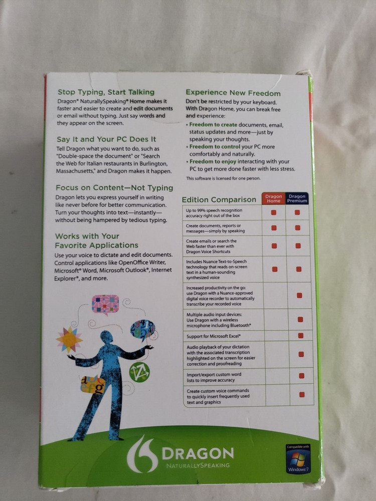 Dragon Naturally Speaking Home Version 11 Speech Recognition Software Microphone