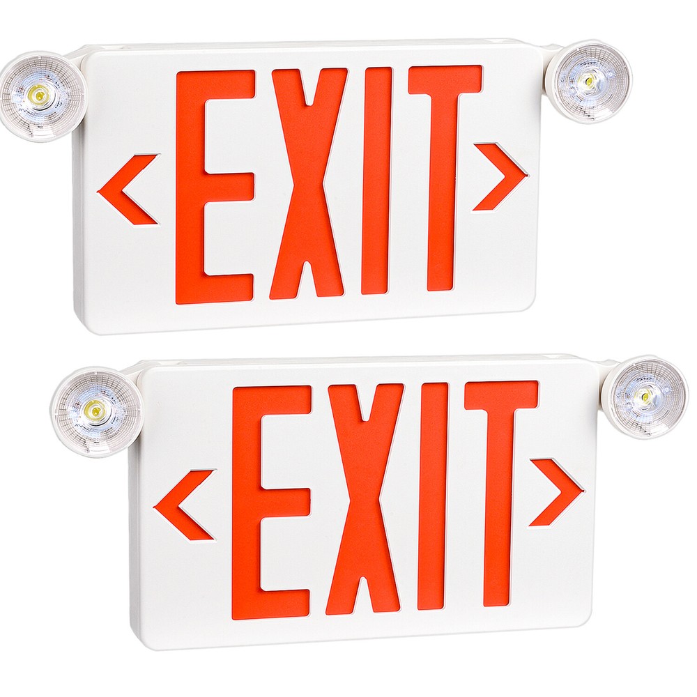 2PCS Red LED Exit Sign,UL-Listed Emergency Light -Dual Lamp ABS Fire Resistance